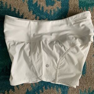White Lululemon Running Shorts, Size 4, 4” inseam